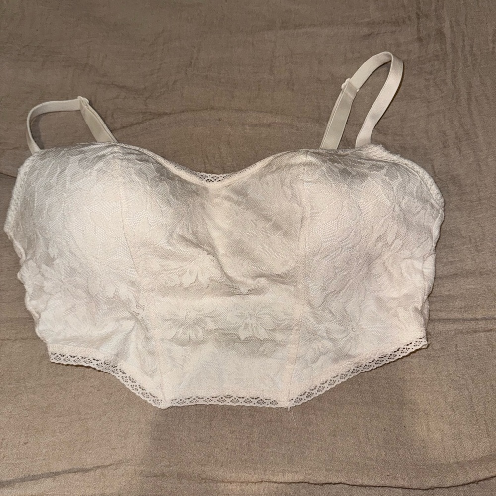 PINK Victoria's Secret Floral Lace Bandeau in White